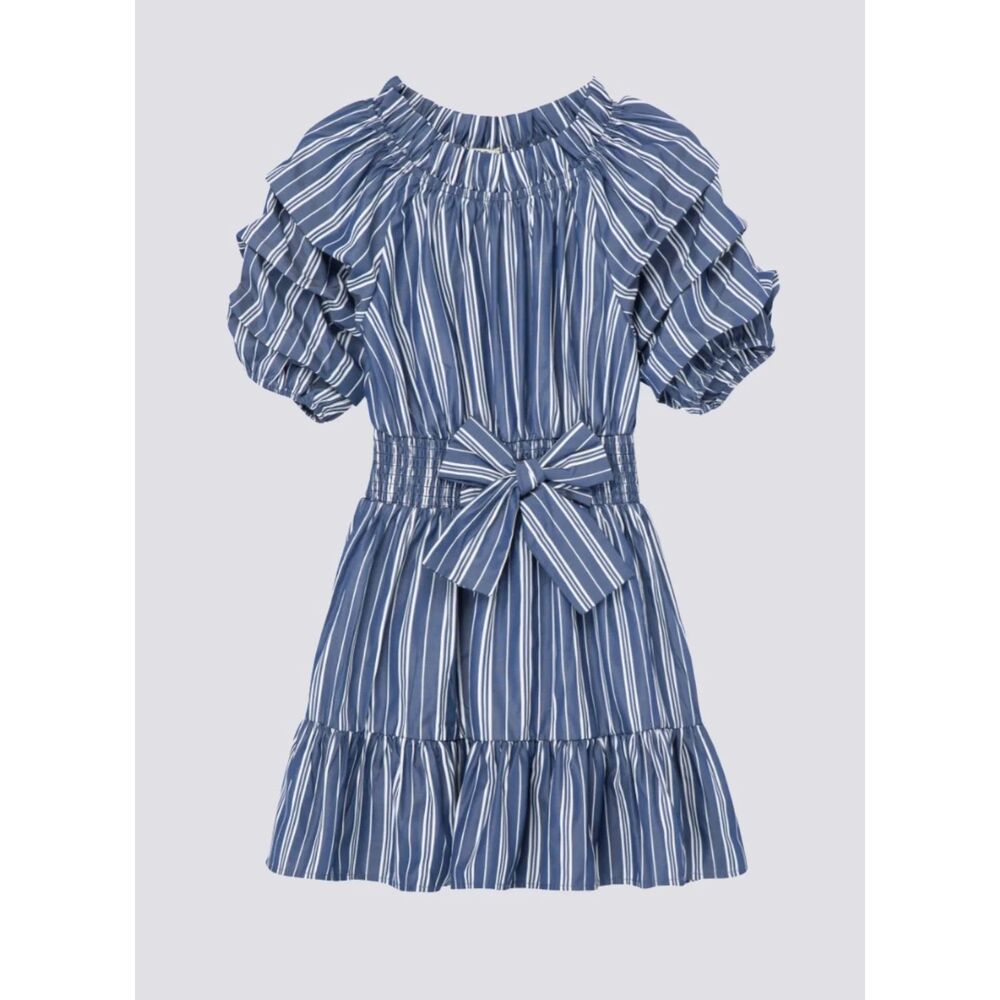 Girls 7/8 Habitual "Joyce" striped dress,  ruffled layers and a smocked waist
